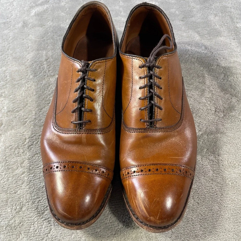 Allen‎ Edmonds Fifth Avenue Oxford Dress Shoes Mens 8.5  Brown Leather Cap Toe